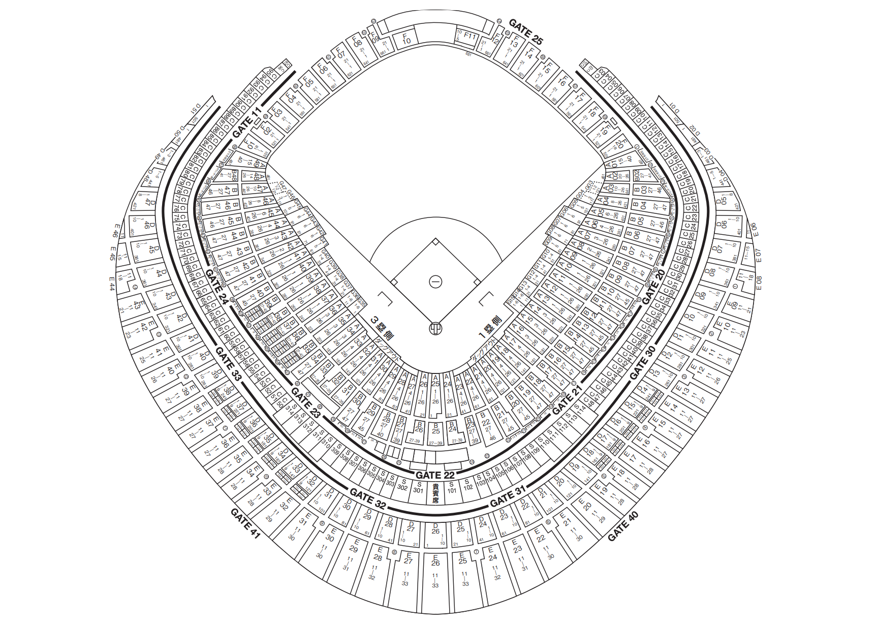 東京ドーム座席図（公式）