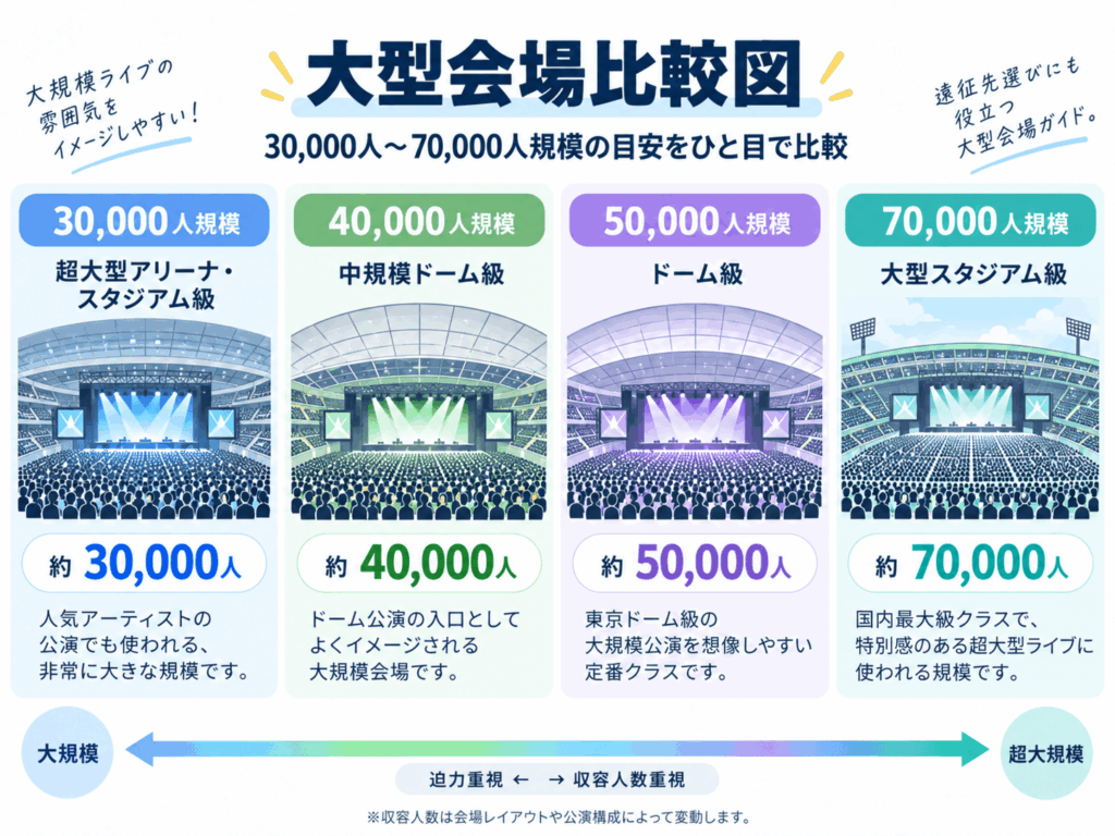大型会場のキャパ比較図
