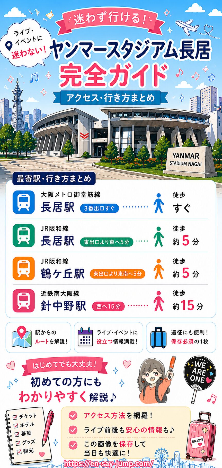 ヤンマースタジアム長居のアクセス方法